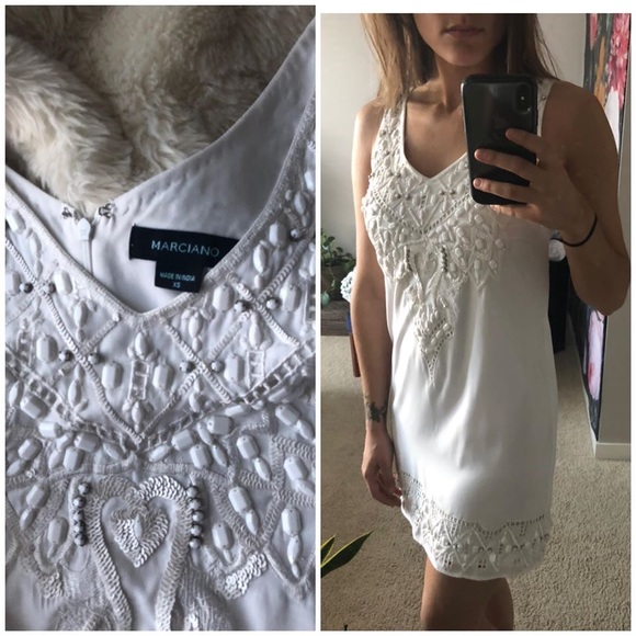 XS Marciano Beaded Dress in White - Picture 1 of 1